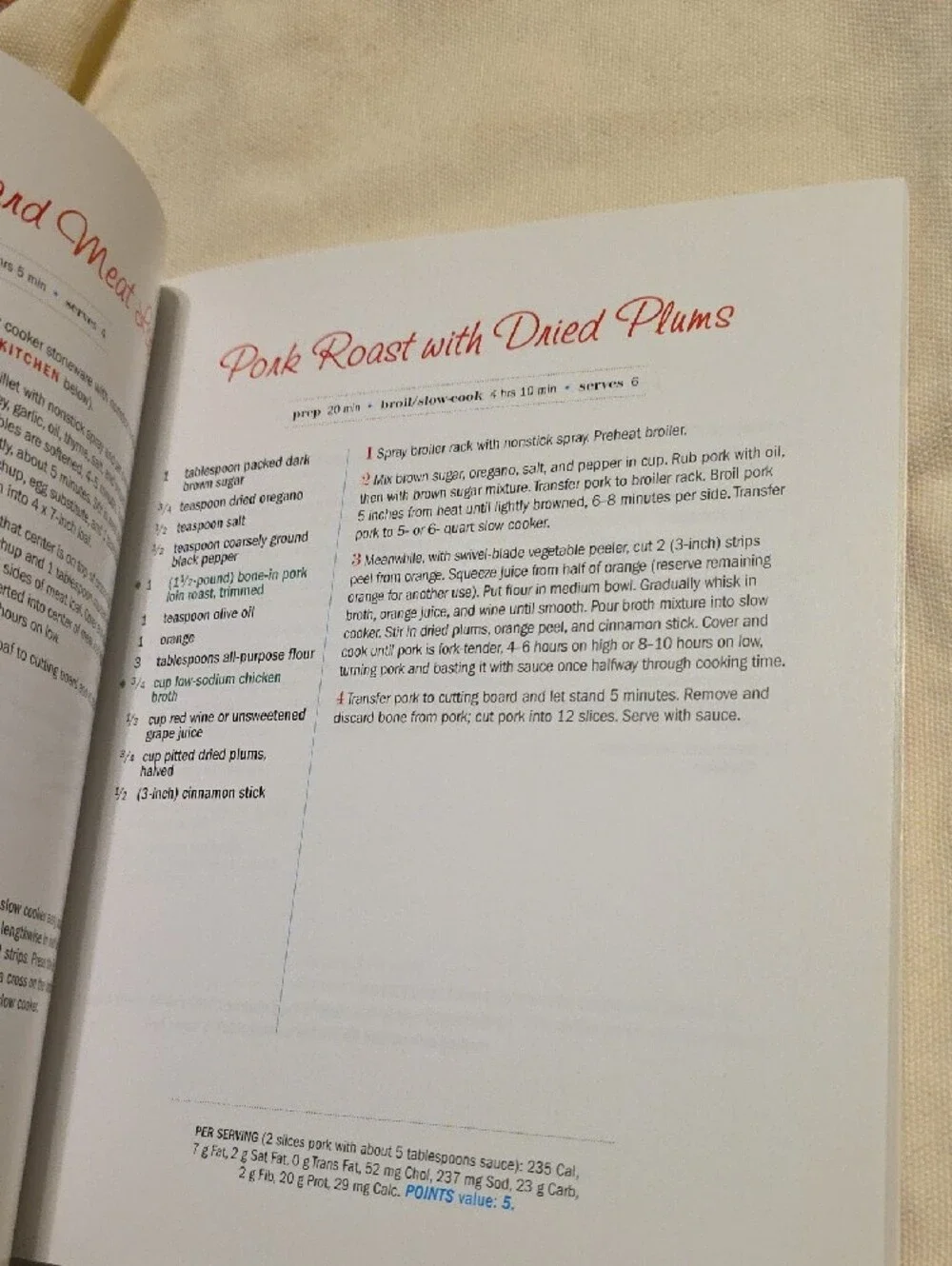 Weight Watchers Slow Cook It Cookbook - Red and White Cover